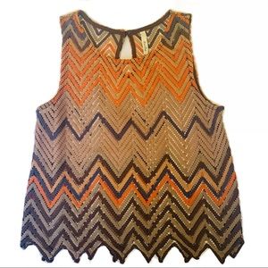 Boho Crocheted Zigzag Top